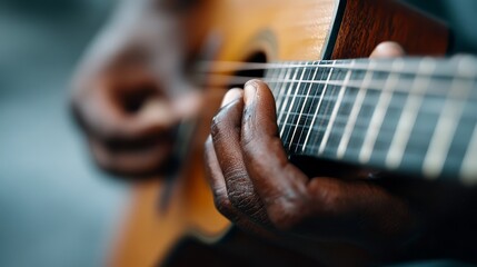 Fototapeta premium A close up of a person playing an acoustic guitar