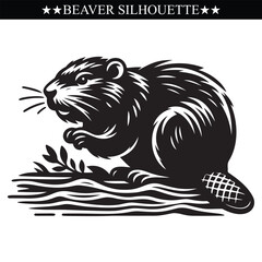 Beaver silhouette vector ilustration. Eps 10