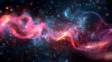 Fototapeta premium Abstract 3D Background with Red and Blue Glowing Lines