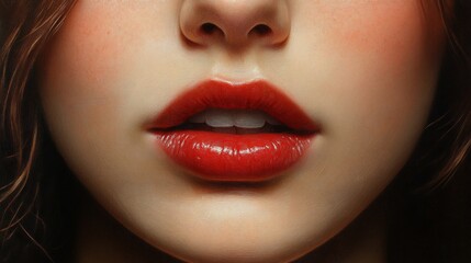 Obraz premium A woman's face with a red lip