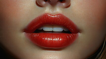 Obraz premium A woman's lips are painted red