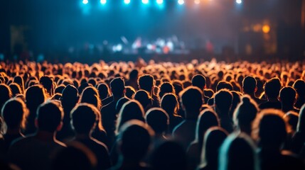 A crowd of people are standing in a stadium