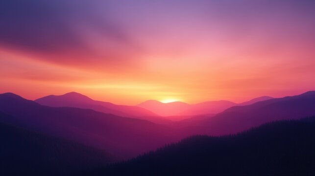 A breathtaking sunset over rolling mountains, casting vibrant colors across the sky.