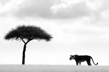 A lone tree stands in the middle of a grassy field