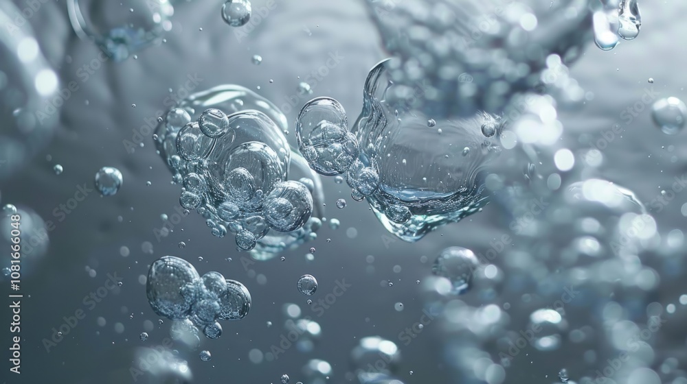 Poster a close-up shot of bubbles rising to the surface of water, creating an abstract and ethereal effect.