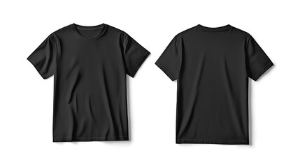 black t shirt front and back on a white background