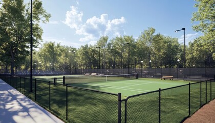 Tennis Court in Park.