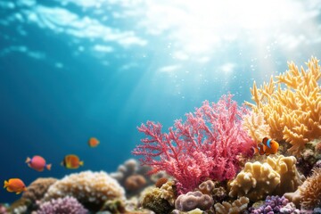 Obraz premium Underwater coral reef exploration tropical ocean marine life photography vibrant environment breathtaking viewpoint nature conservation