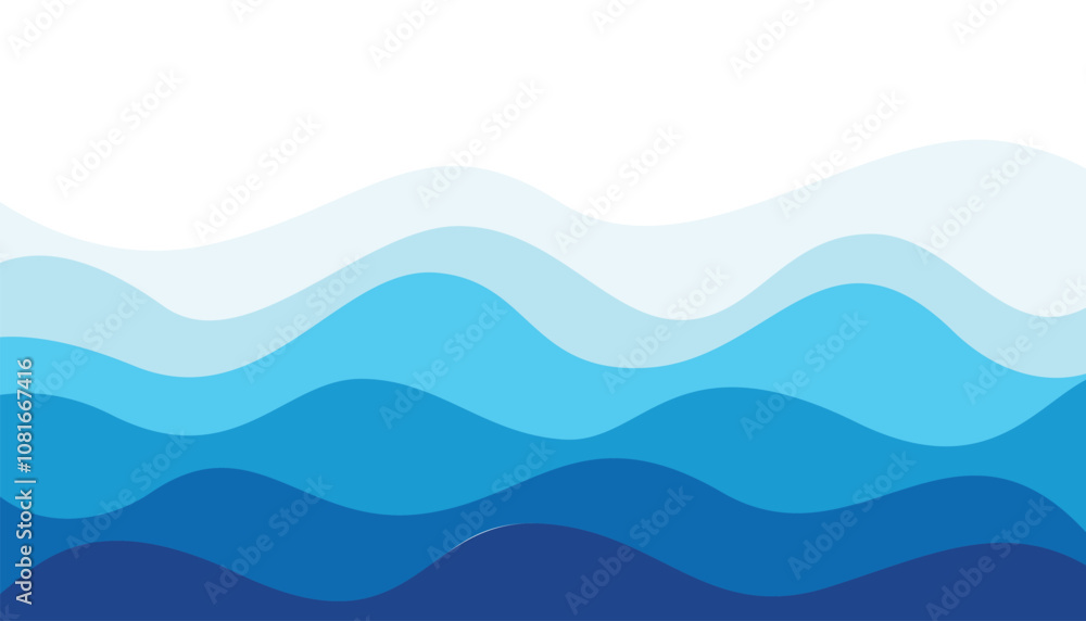 Poster abstract blue wave on white background. sea beach. abstract water wave. blue color water wave. sea w
