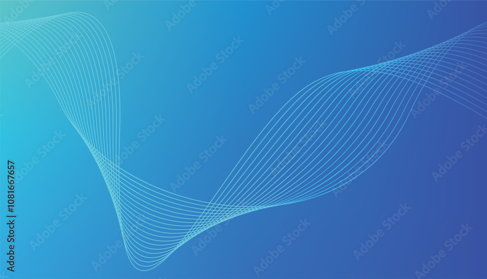 Aufkleber Abstract blue vector banner. wave lines on blue gradient texture background. wavy minimal trendy background. abstract universal header template. glowing wave lines. shiny moving lines design