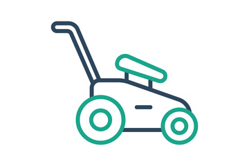 Lawn mower icon. line icon style. icon related to gardening. gardening tools elements vector illustration