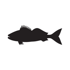 Cod fish silhouette vector illustration, Cod vector isolated on white background