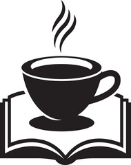 Coffee Cup on  open book, vector icon design. winter morning coffee with book icon.