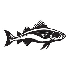 Cod fish silhouette vector illustration, Cod vector isolated on white background