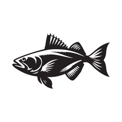 Fototapeta premium Cod fish silhouette vector illustration, Cod vector isolated on white background