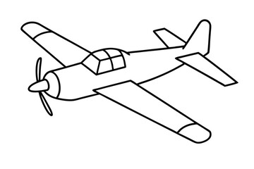 Skywriting Airplane Outline Vector Illustration, plane line art vector illustration