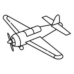 Skywriting Airplane Outline Vector Illustration, plane line art vector illustration