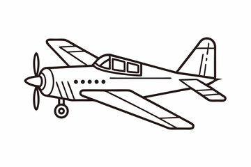 Skywriting Airplane Outline Vector Illustration, plane line art vector illustration