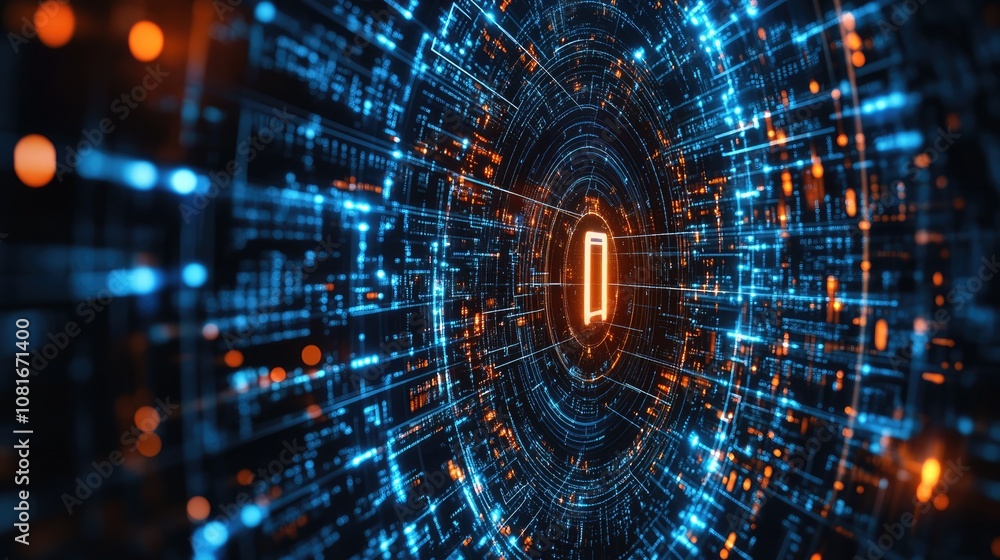 Poster online data protection with tacit encryption software concept. smart digital transformation and tech
