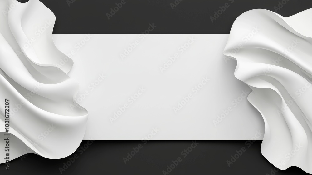 Poster a minimalist design featuring white, flowing fabric against a dark background, creating a sophistica