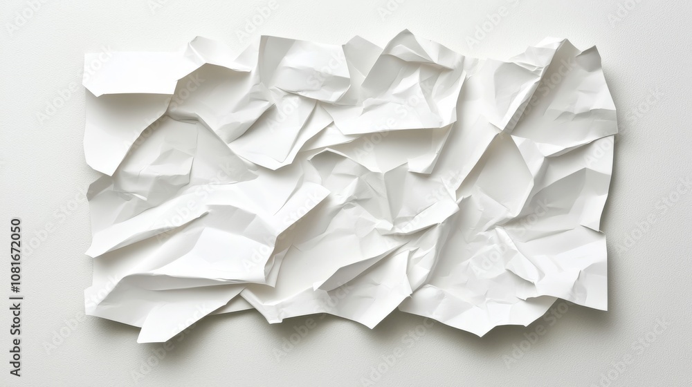Poster a crumpled piece of white paper with a textured surface, creating an abstract and minimalist appeara