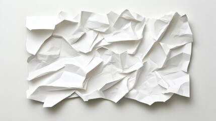Fototapeta premium A crumpled piece of white paper with a textured surface, creating an abstract and minimalist appearance.
