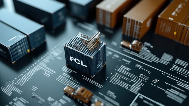 Freight contract analysis featuring fcl containers shipping yard photography industrial setting aerial view logistics management