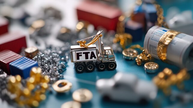 International trade agreement fta model display business environment macro view financial concepts