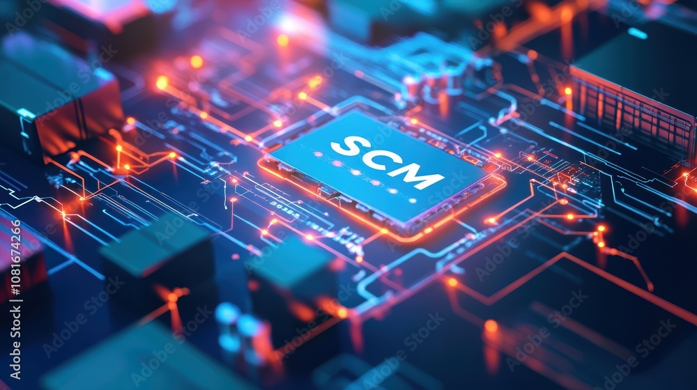 Poster innovative supply chain management report scm technology insights digital environment high-tech view