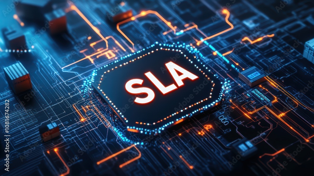 Poster exploring sla implementation in technology infrastructure digital workspace graphic visualization mo