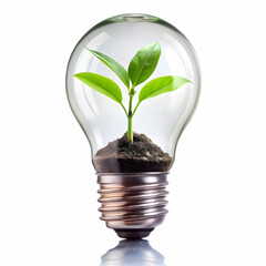 Plant Growing in a Bulb, Isolated on White