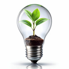 Plant Growing in a Bulb, Isolated on White