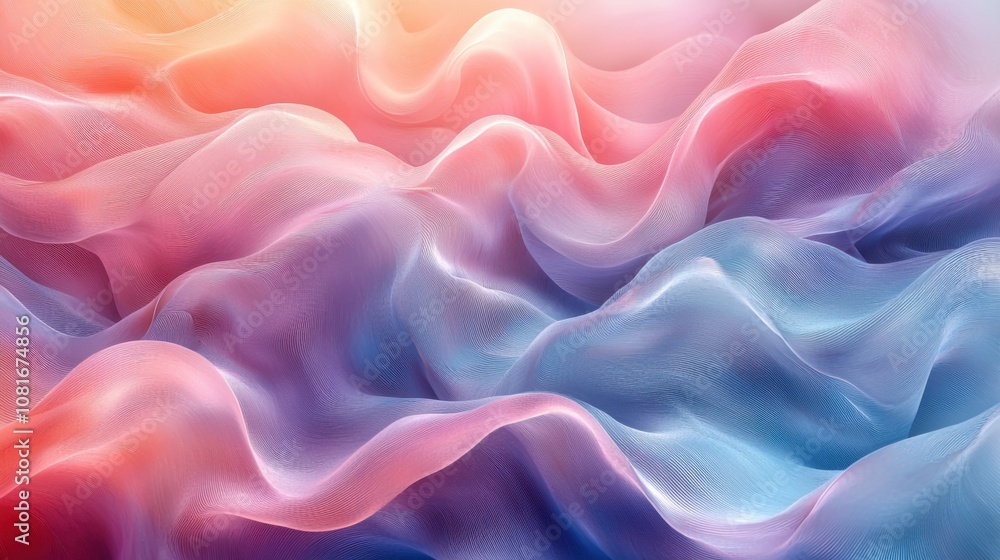 Aufkleber pastel wave fabric texture abstract background soft colors flowing drape