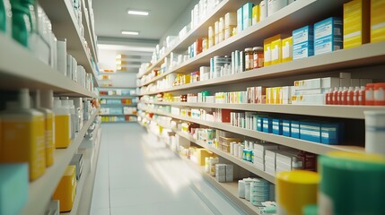 Futuristic Pharmacy Interior.