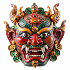 Intricately Designed Traditional Chinese Demon Mask in Detail