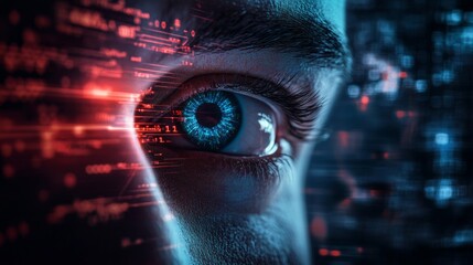 A person's eye is shown in a computer generated image