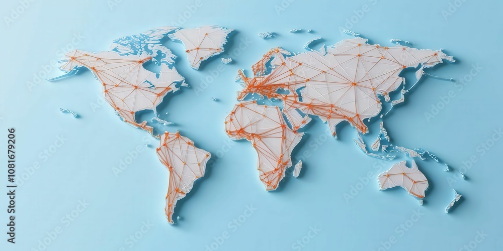 Poster global connectivity mapping network visualization world modern technology aerial perspective concept