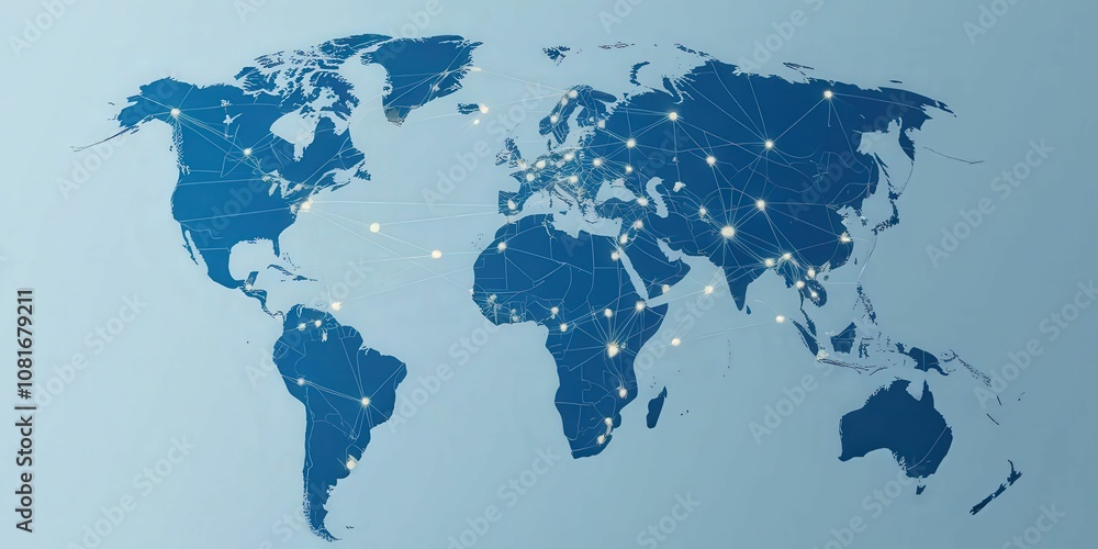 Poster global connectivity map visualizing networks world infographic environment aerial view technology co