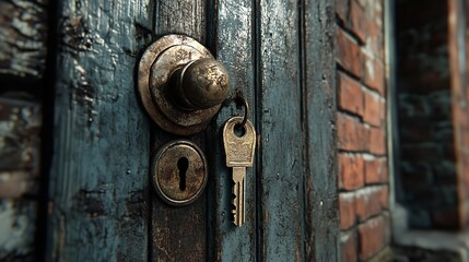 Fototapeta premium Open door with keys , new home concept Focus on a key new chapter in homeownership.