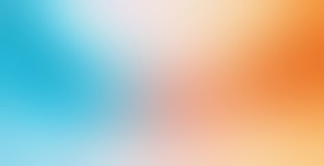 Bright blue orange defocused empty banner. Tropical colors abstract plain background wide format.