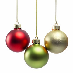 Set of Three Hanging Christmas Ornaments in Festive Colors