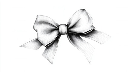 Naklejka premium detailed black and white illustration of decorative bow, showcasing intricate shading and texture. This elegant design can enhance various artistic projects