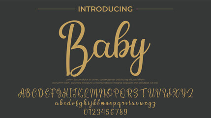 Baby Font Stylish brush painted an uppercase vector letters, alphabet, typeface