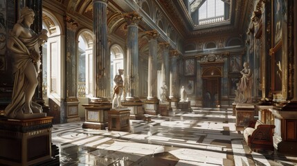 Fototapeta premium Capture the grandeur of historical events through the lens of artistic movements like Renaissance realism fused with unexpected camera angles to create a dynamic and immersive visu