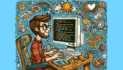 Fototapeta premium Focused Web Developer at Work