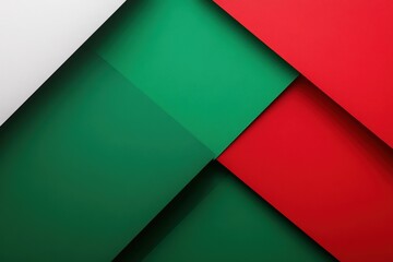 Obraz premium Abstract composition of colored paper layers in green, red, and white.