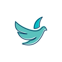 Obraz premium Stylized teal bird logo with a minimalist design. Ideal for nature, freedom, and eco-friendly branding.