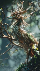 Fototapeta premium Capture the side view of majestic mythical creatures in a mystical forest