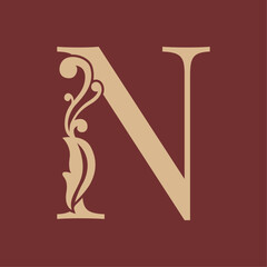 Letter N luxurious initials logo