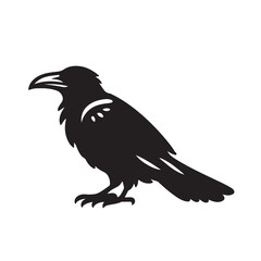 Fototapeta premium Raven or crow silhouette vector design. Raven vector illustration. Crow or raven logo, icon balck and white.